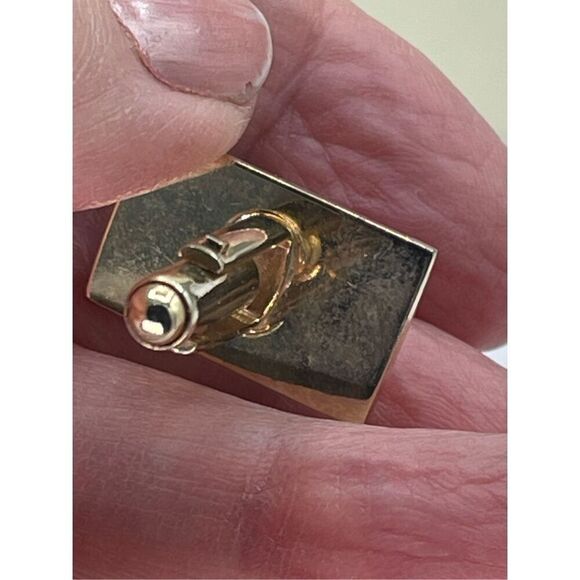 Vintage gold tone cufflinks with cut red crystals - Picture 4 of 11